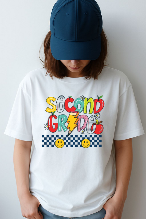 2nd grade with lightning Teacher Shirt (Copy)