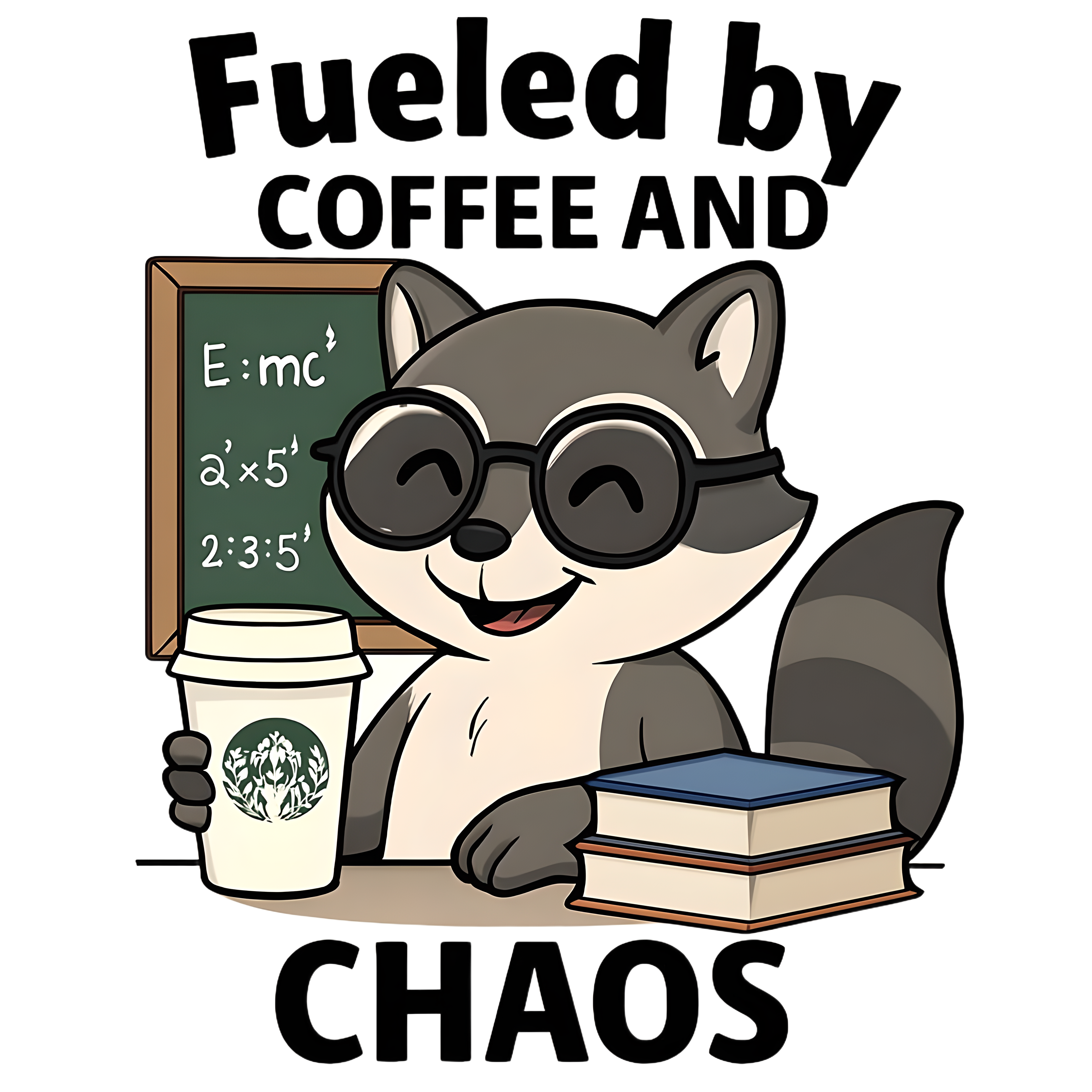 Fueled by Coffee and Chaos Raccoon Teacher Tshirt