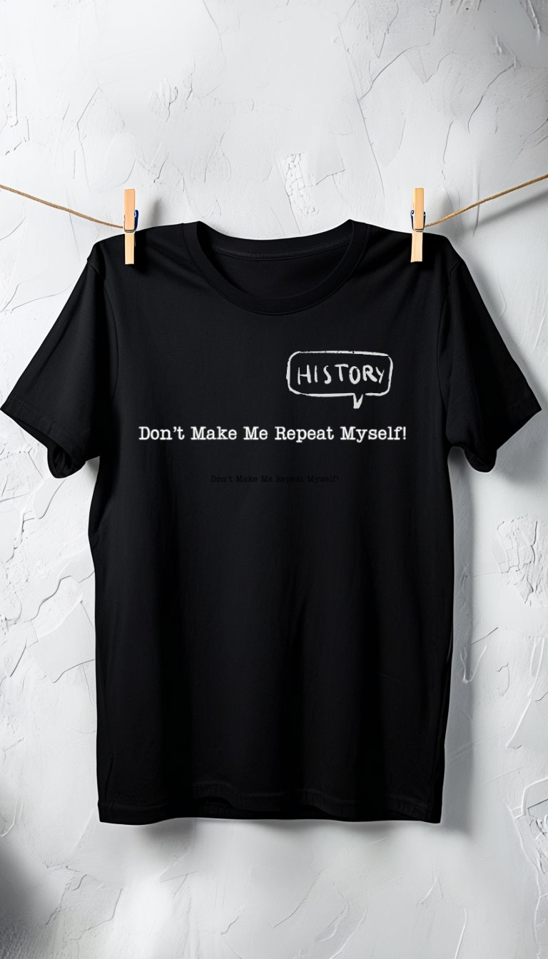 History shirt Don't Make Me Repeat Myself White letters