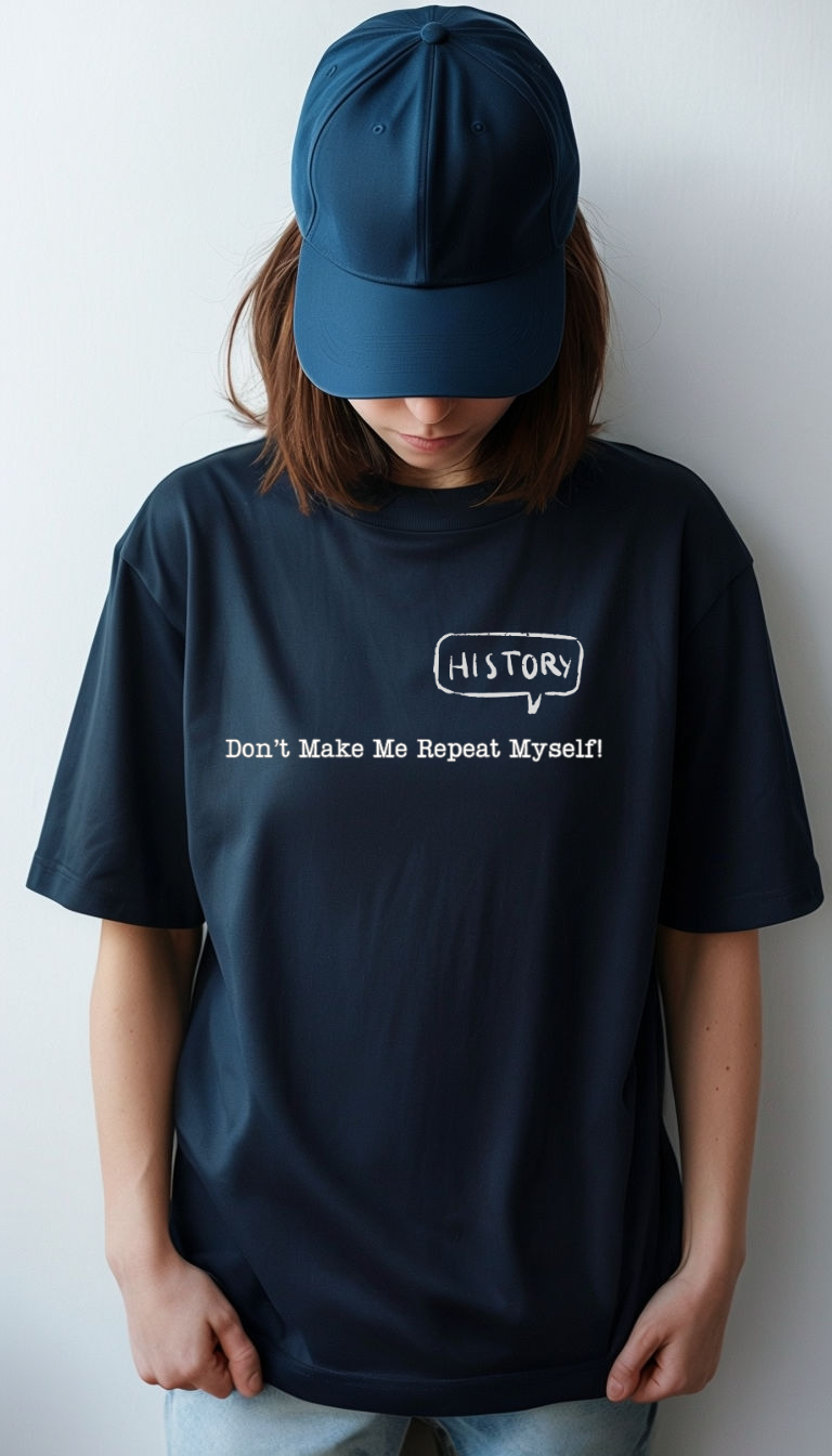 History shirt Don't Make Me Repeat Myself White letters