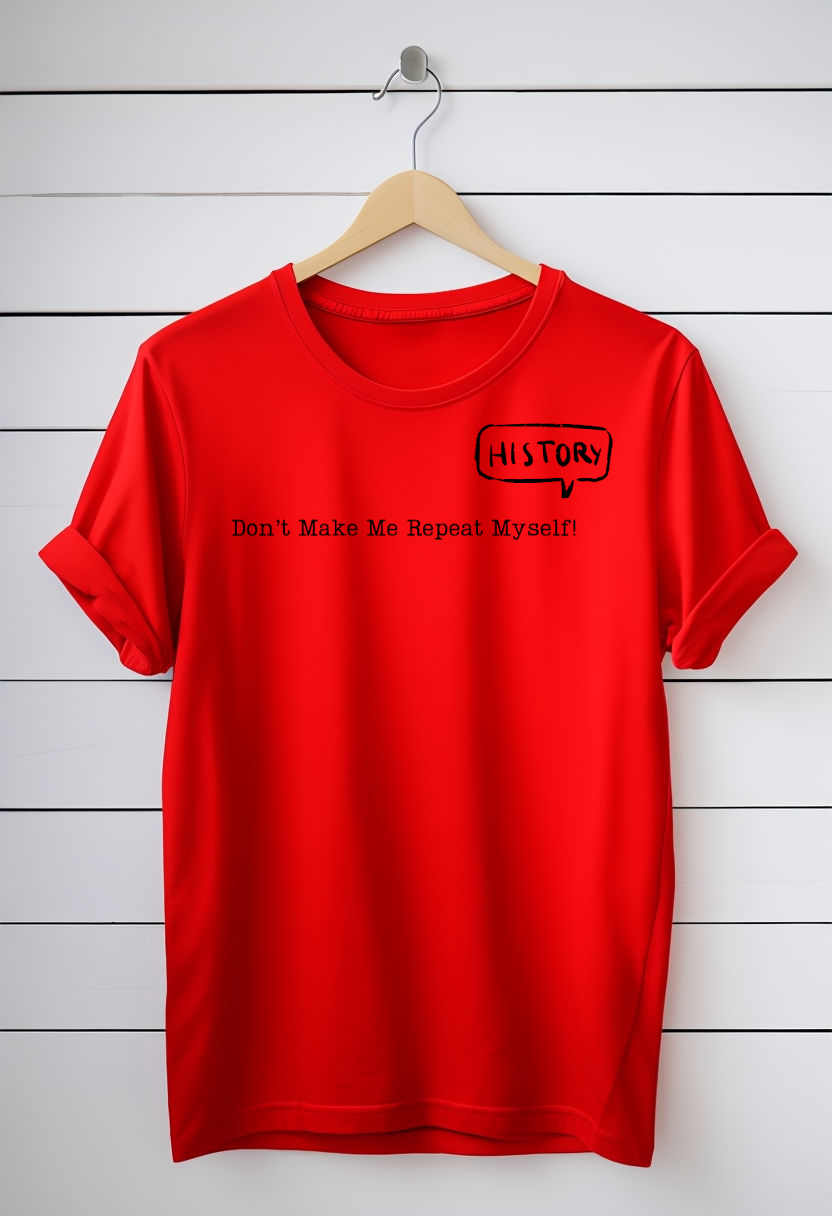 History shirt Don't Make Me Repeat Myself Black Letters