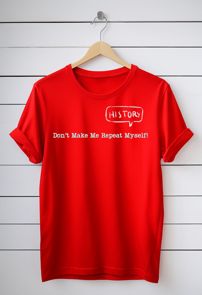 History shirt Don't Make Me Repeat Myself White letters