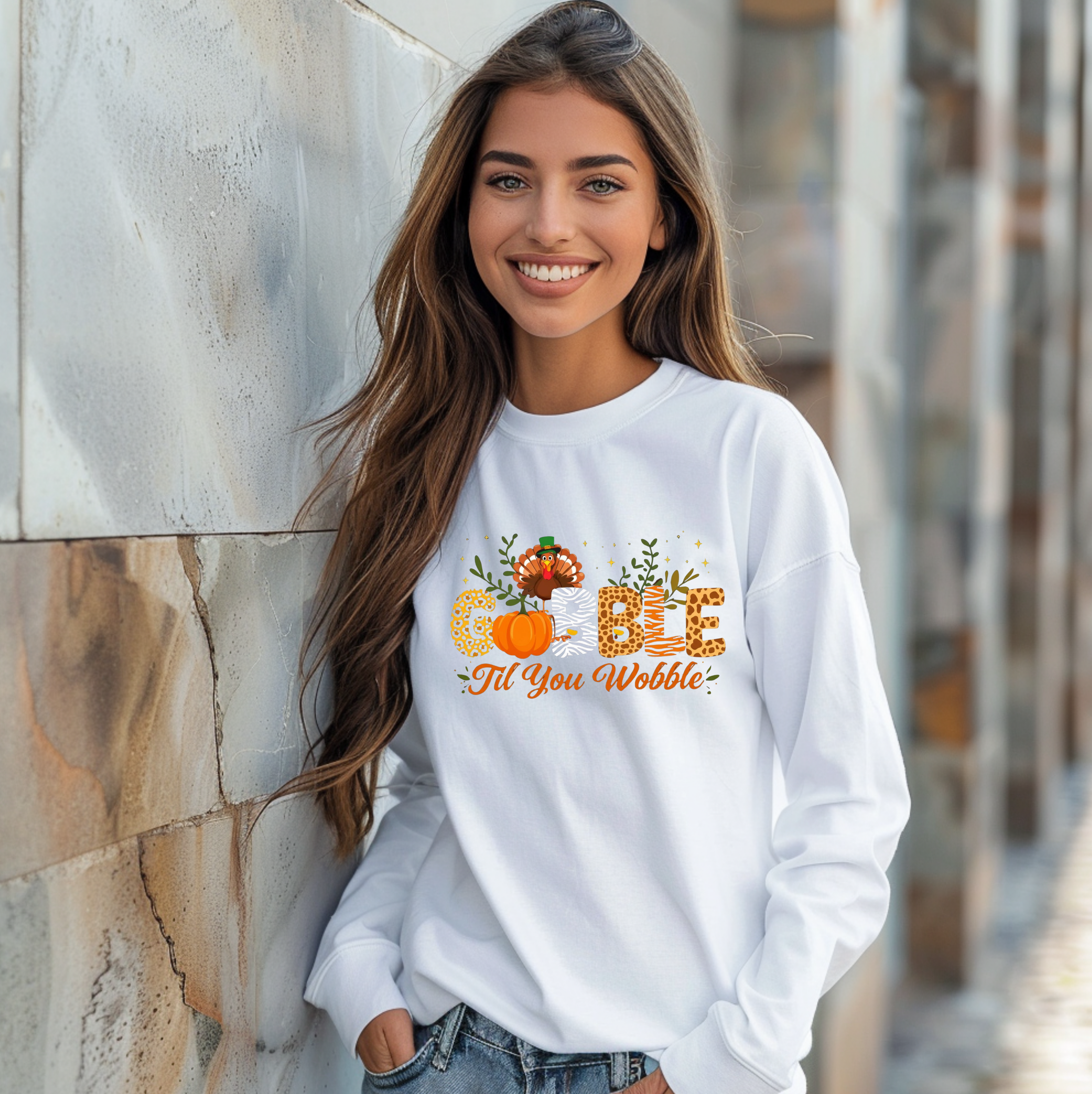 Gobble til you Wobble Thanksgiving Long Sleeve T-shirt