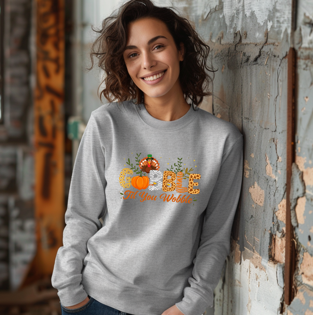 Gobble til you Wobble Thanksgiving Long Sleeve T-shirt