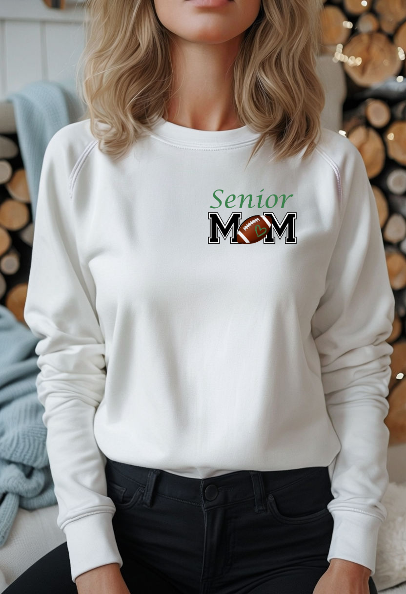 Senior Mom green front pocket and vertical back design