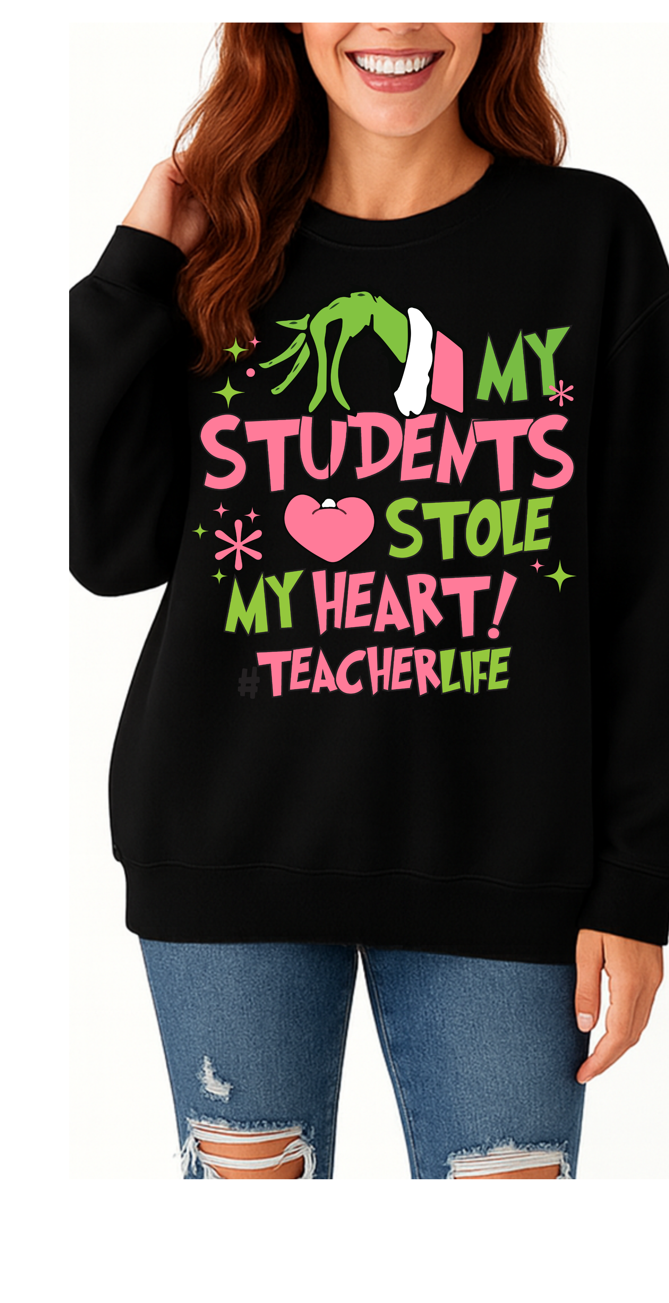 Grinch Students Stole my Heart Christmas Long sleeve t-shirt