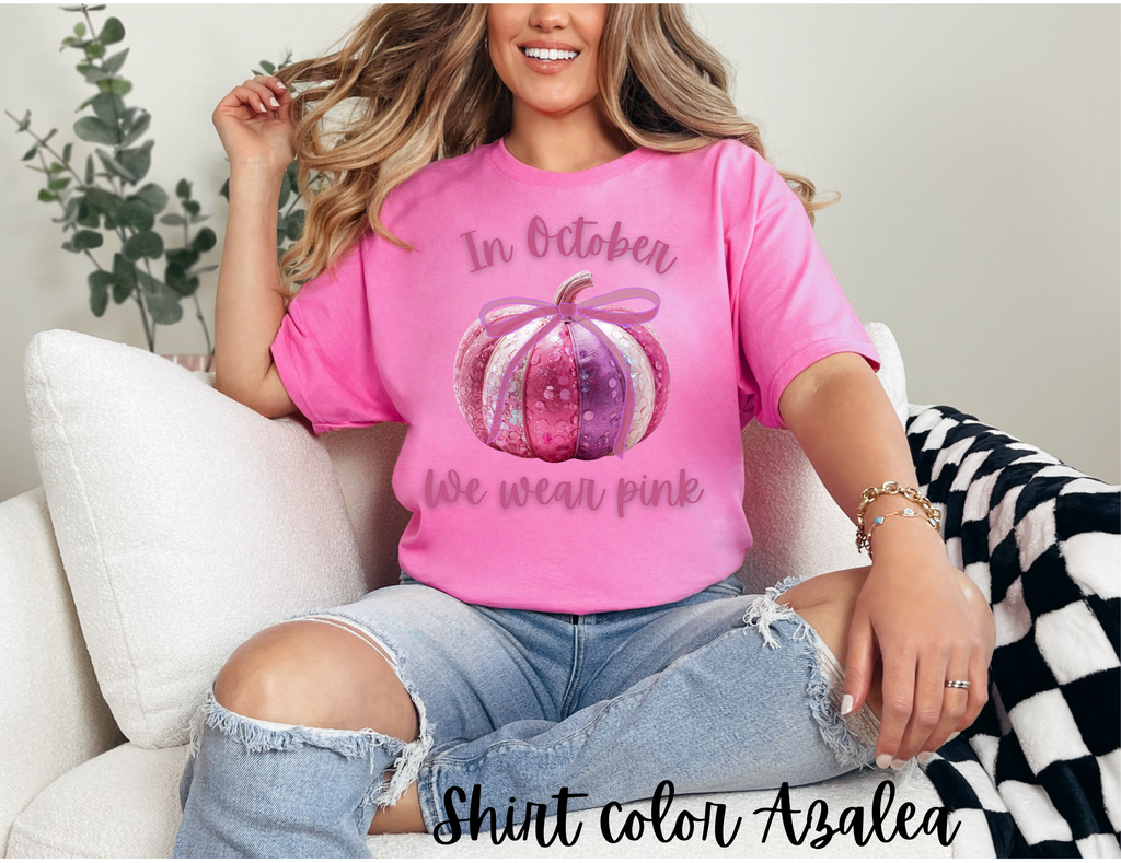 In October We Wear Pink with cute pink pumpkin