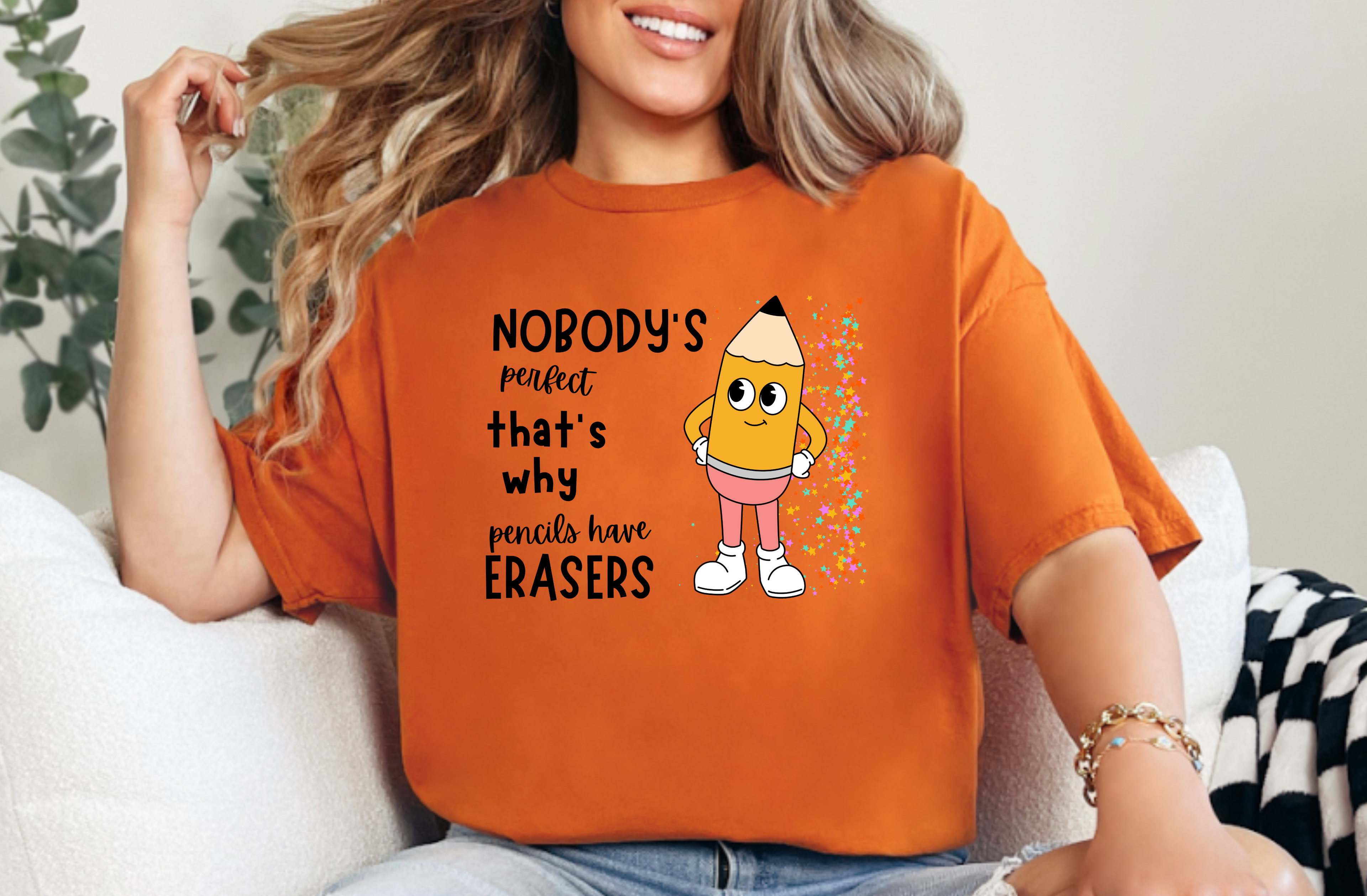 Nobody is perfect That's why we have Erasers design 1 Teacher t-shirt