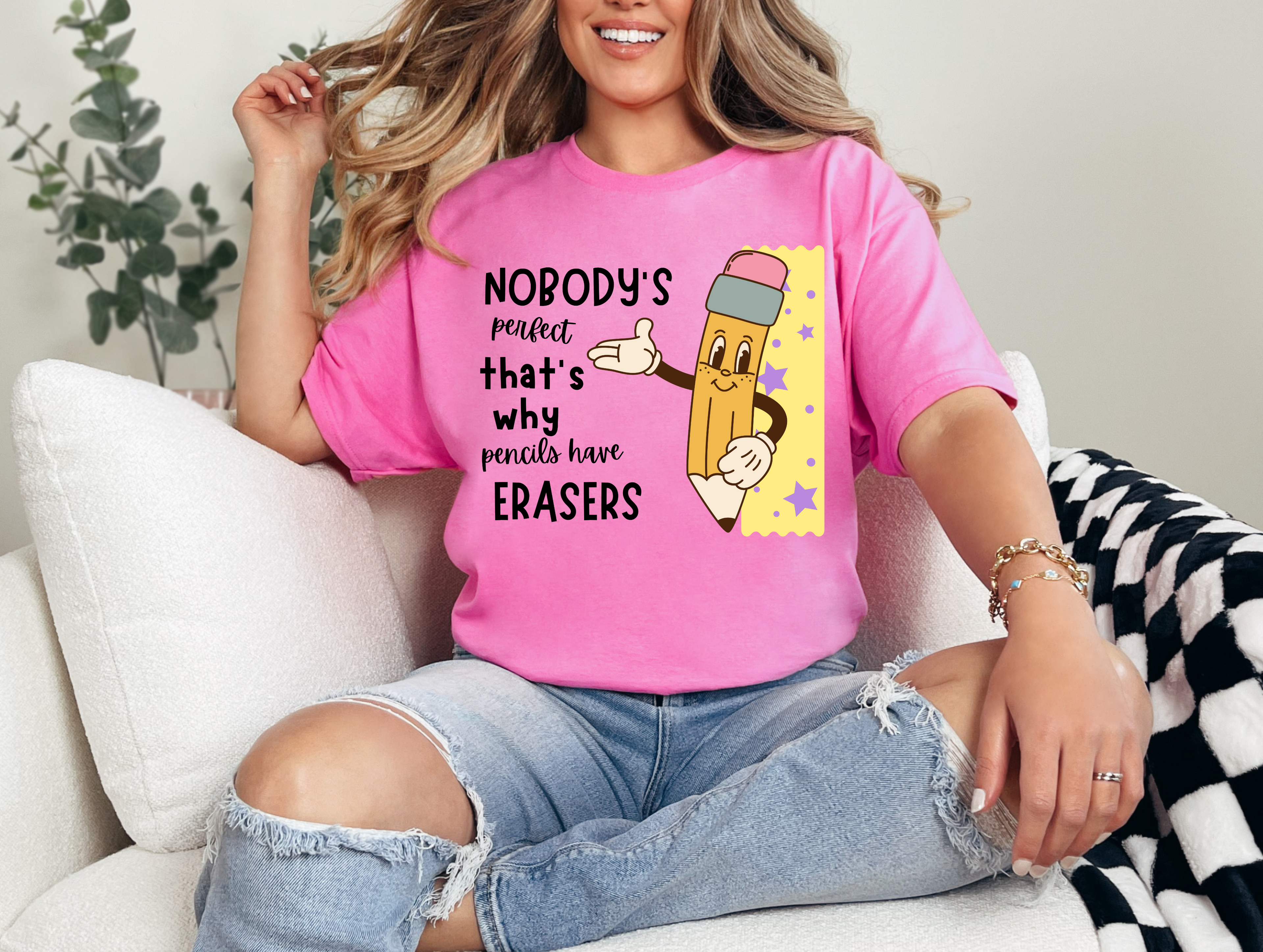 Nobody is perfect That's why we have Erasers design 2Teacher t-shirt (Copy)