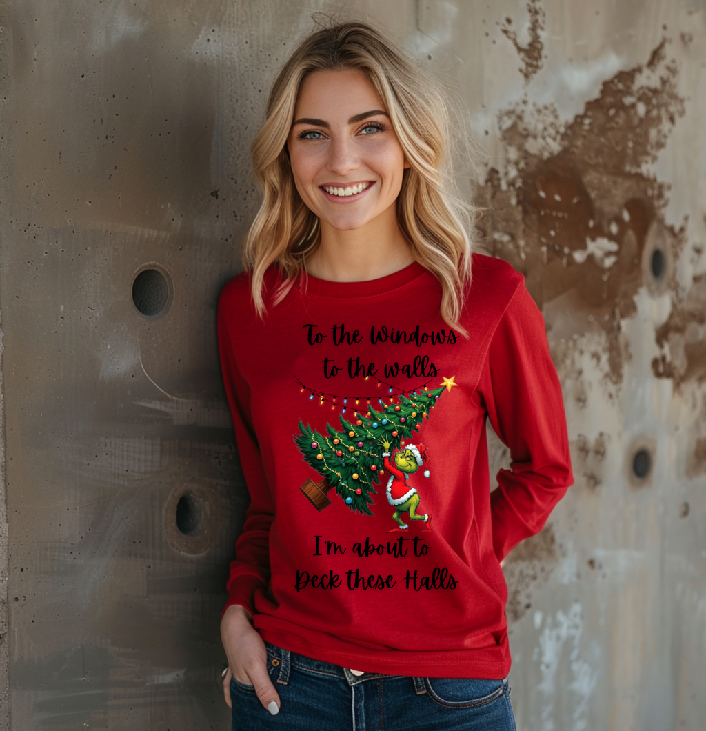 To the Windows to Walls Grinch with Christmas Tree Long Sleeve
