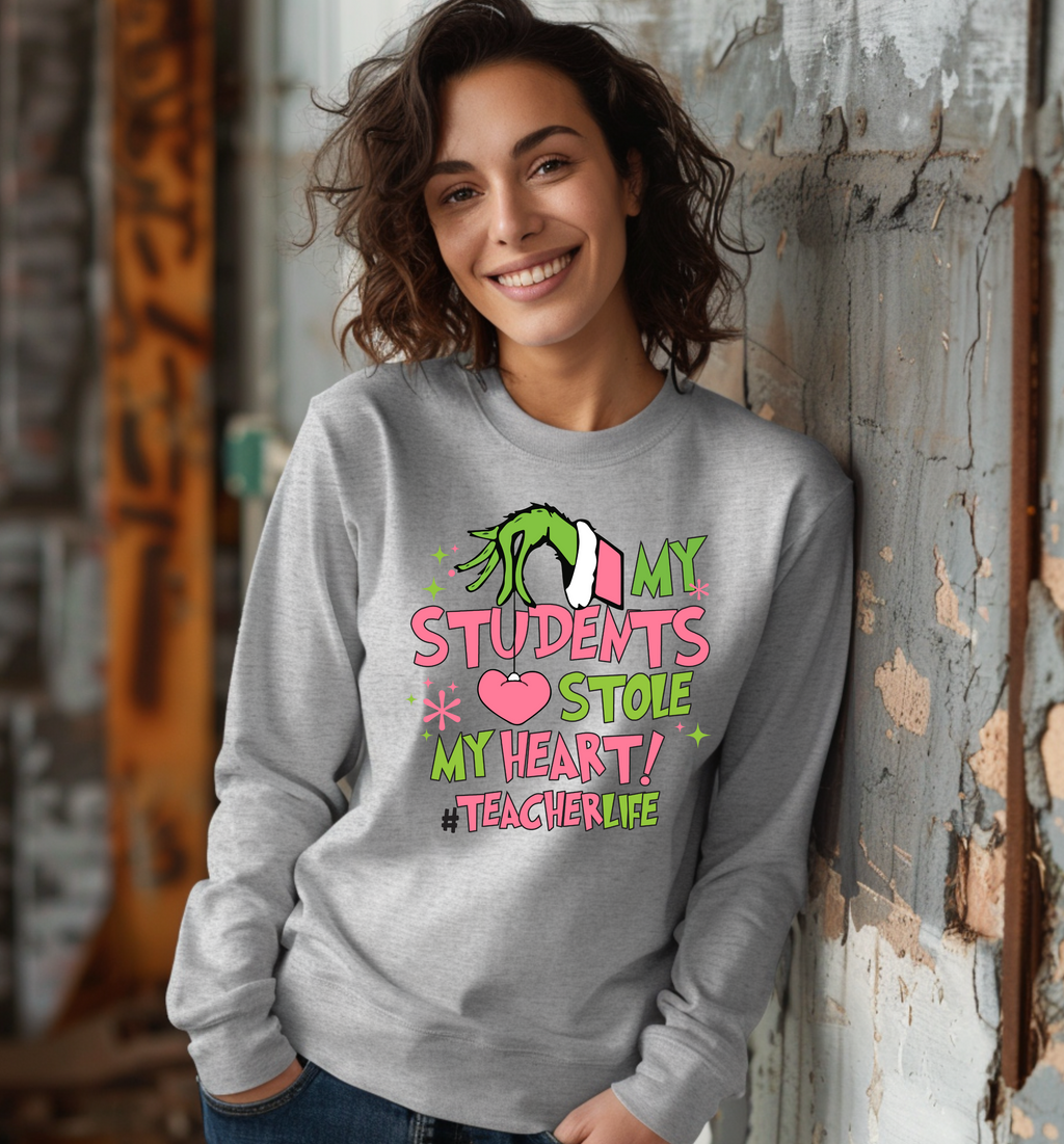 Grinch Students Stole my Heart Christmas Long sleeve t-shirt