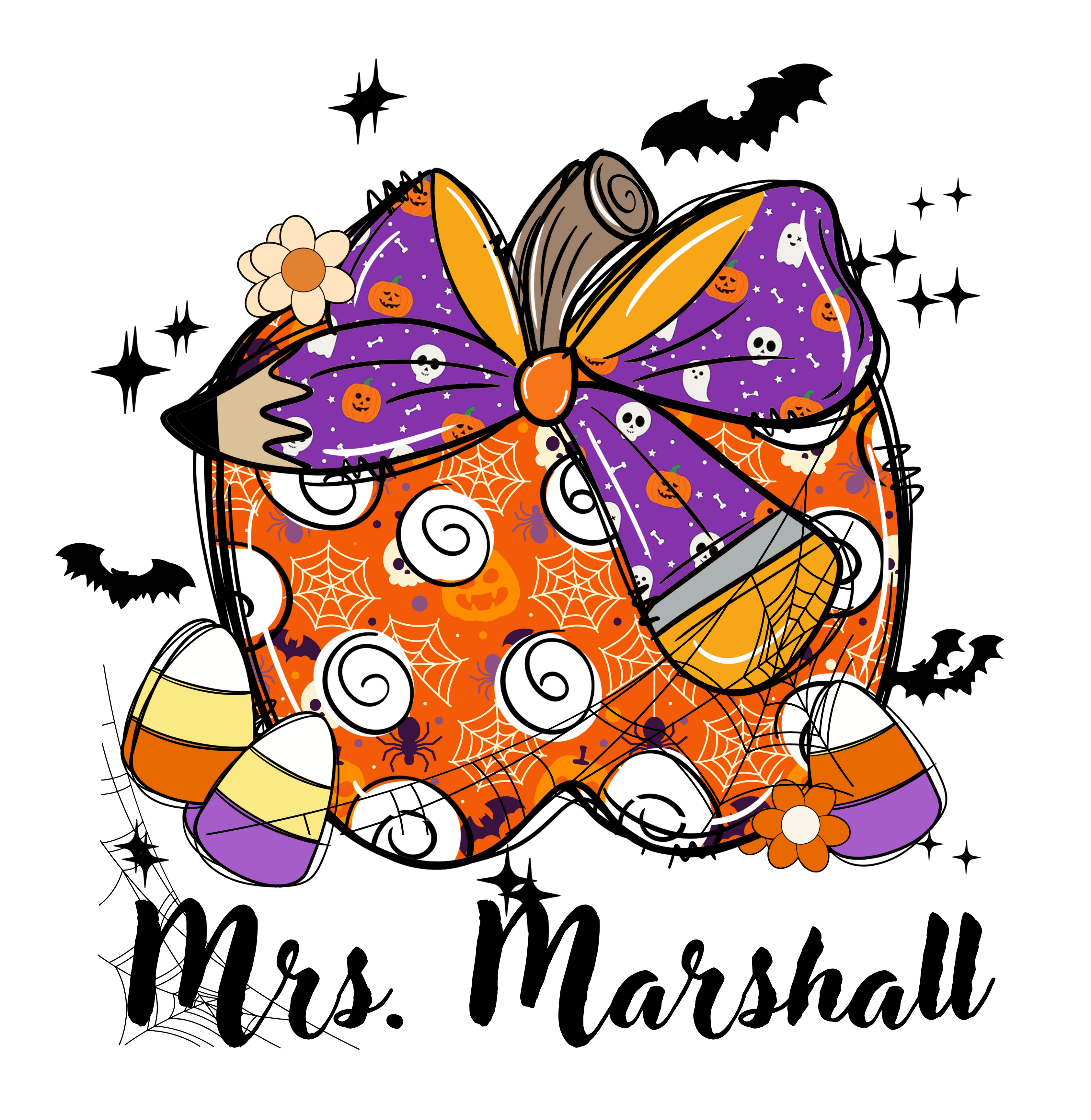 Whimsical Pumpkin with Teacher's name