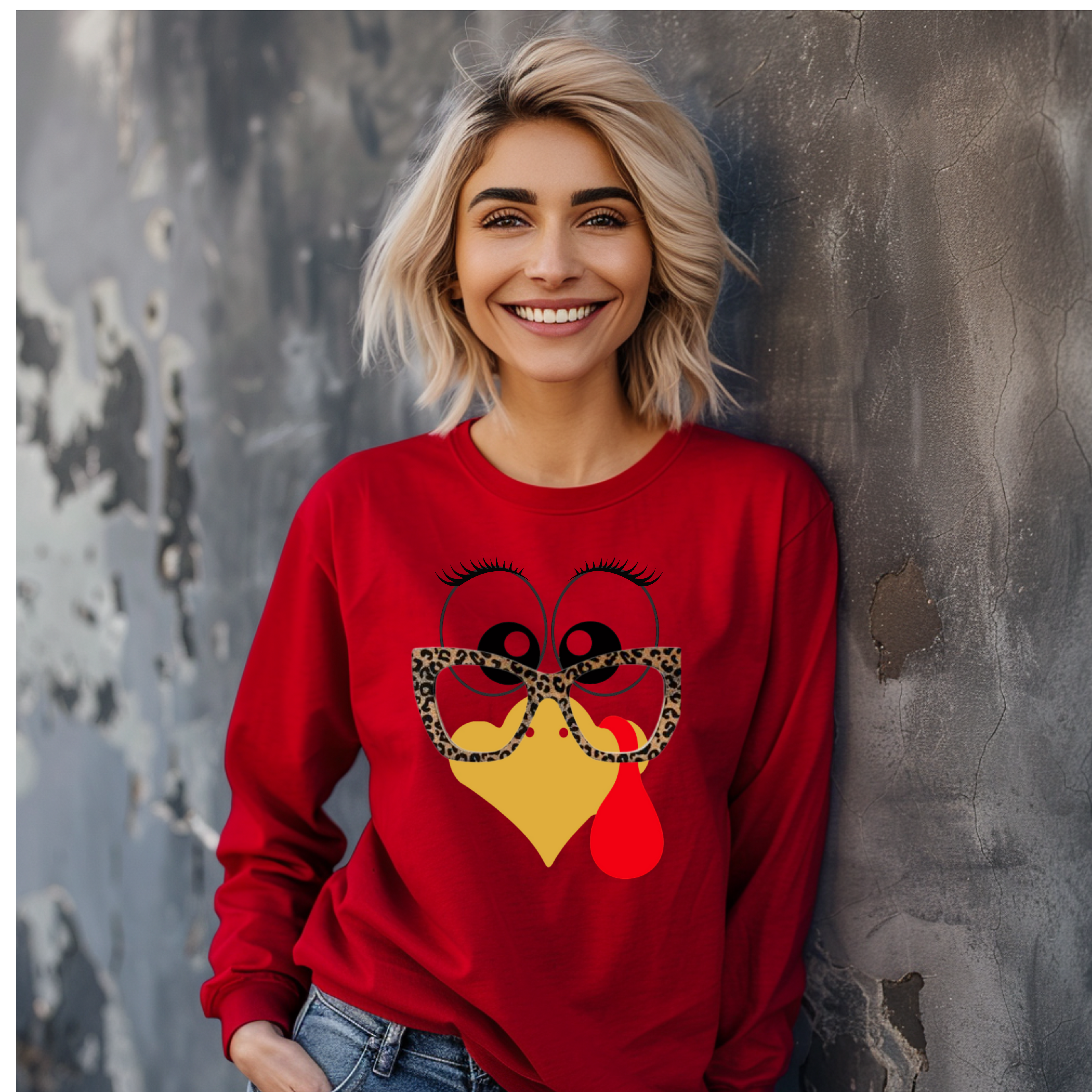 Turkey Teacher with glasses Thanksgiving Long Sleeve T-shirt (Copy)