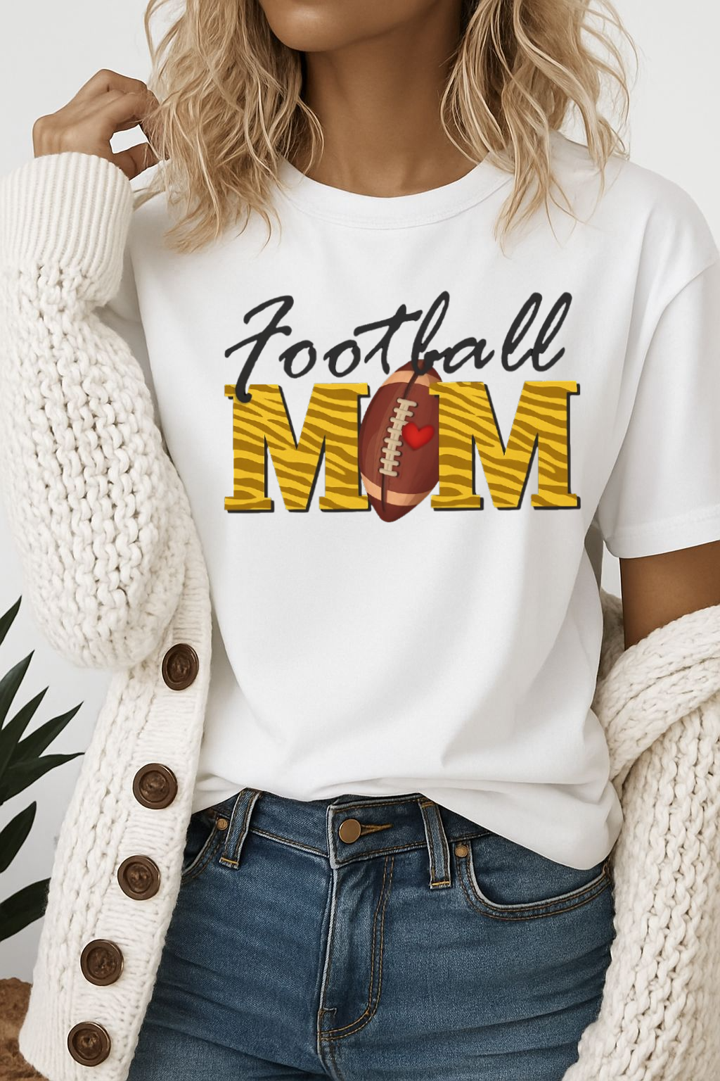 Football Mom with tiger stripes