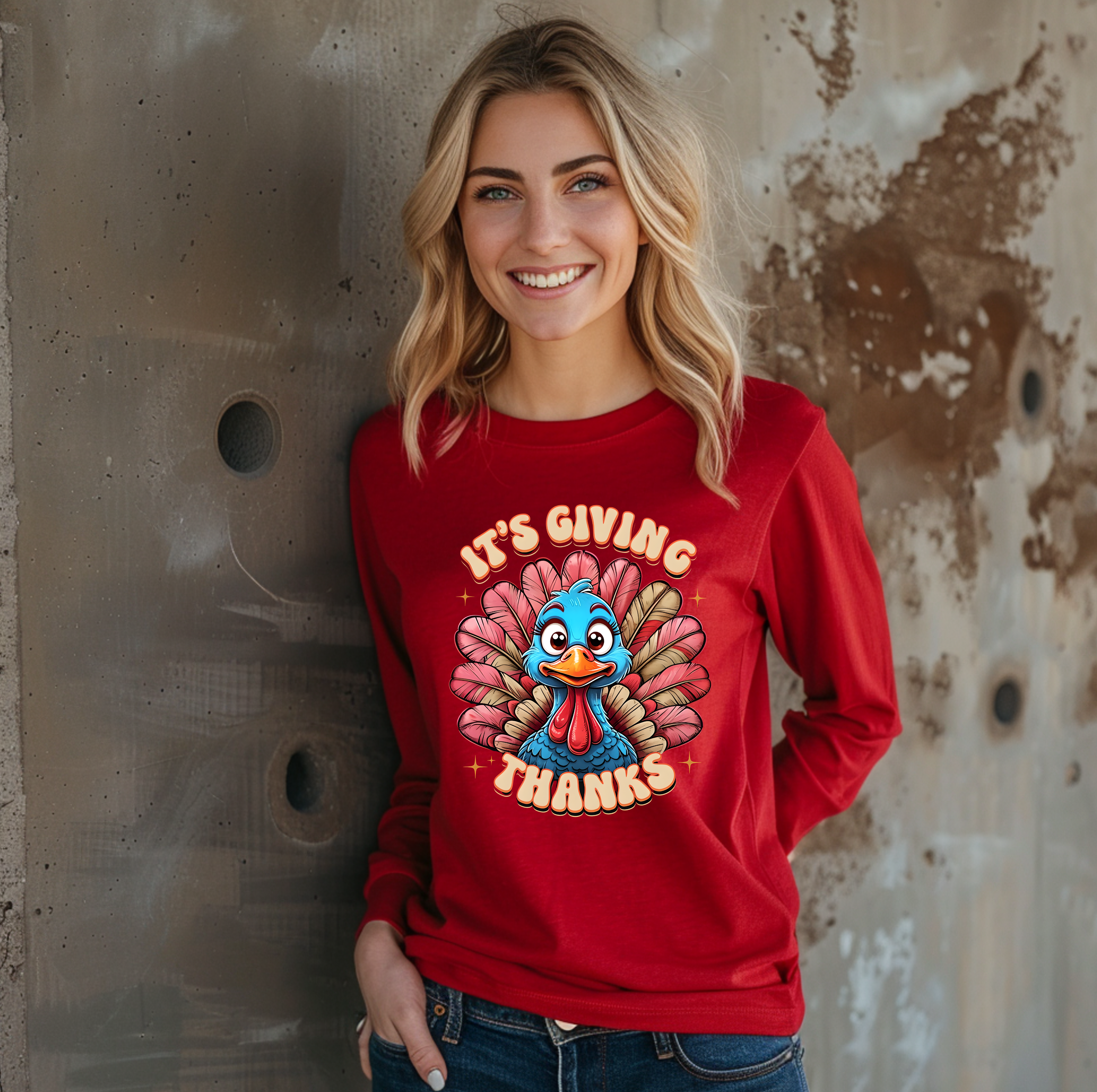 Turkey Give Thanks Thanksgiving Long Sleeve T-shirt (Copy)