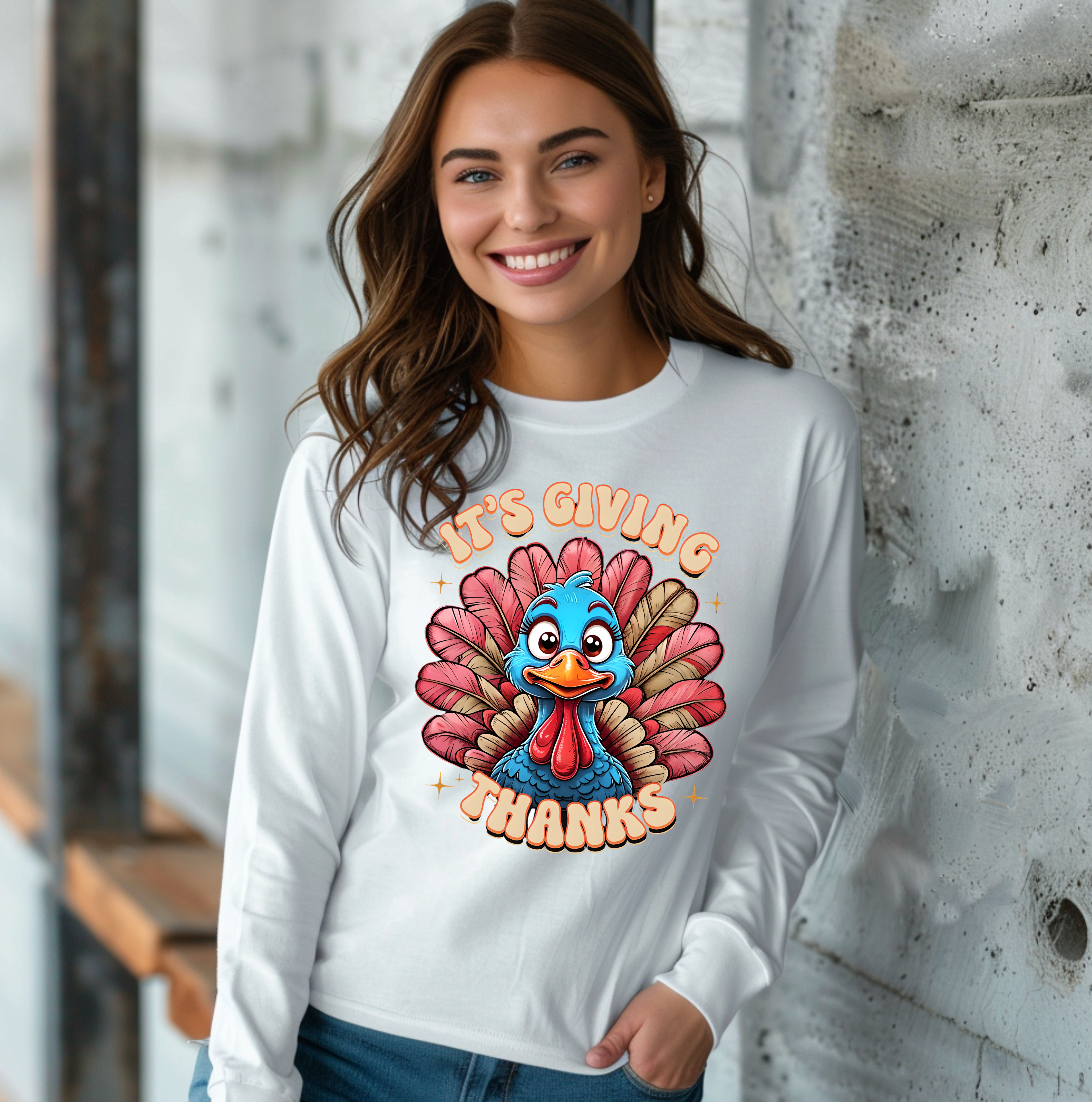 Turkey Give Thanks Thanksgiving Long Sleeve T-shirt (Copy)