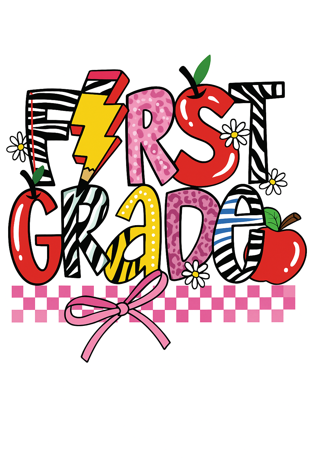First Grade with Zebra Stripes Teacher T Shirt
