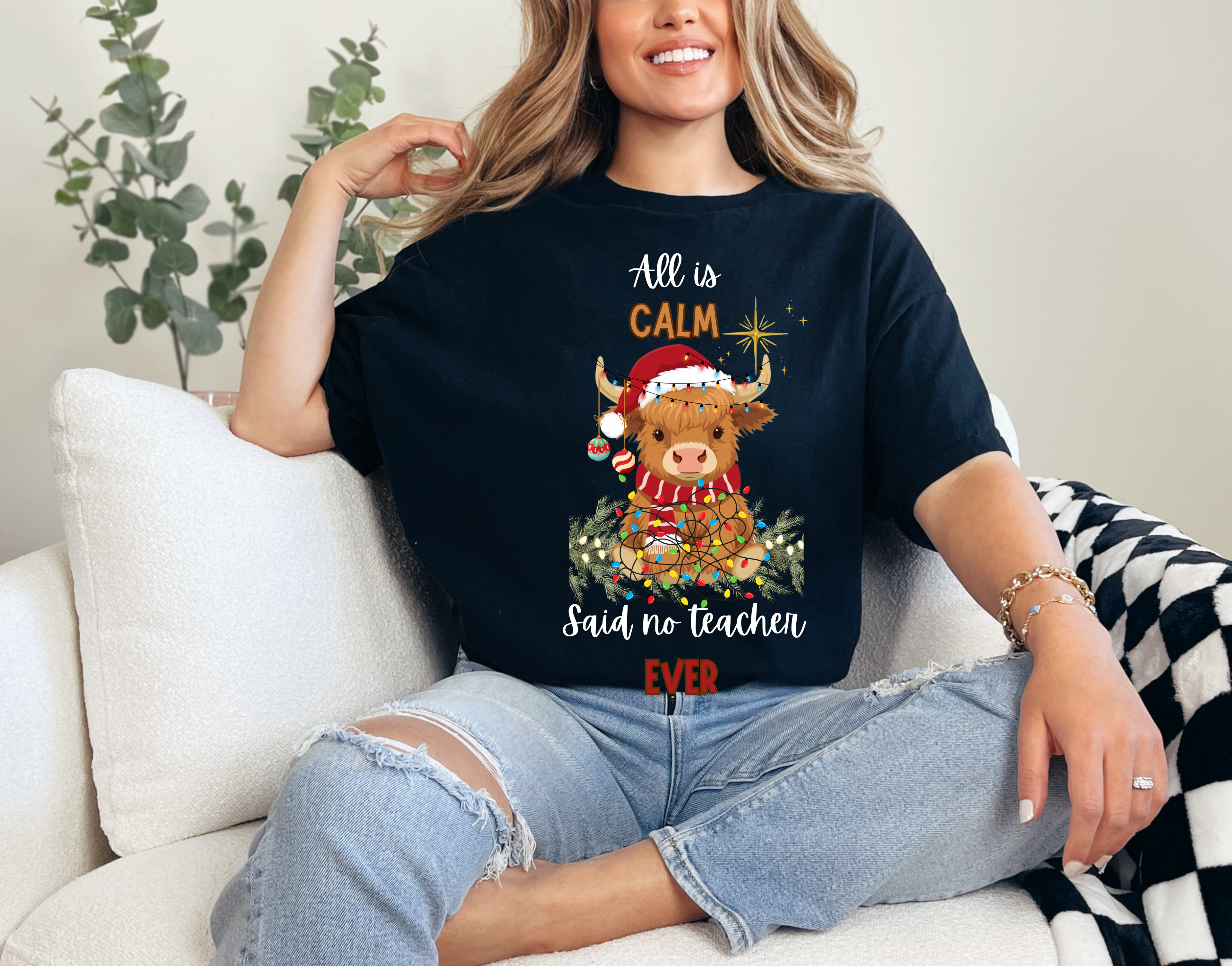 Christmas Highland Cow All is Calm