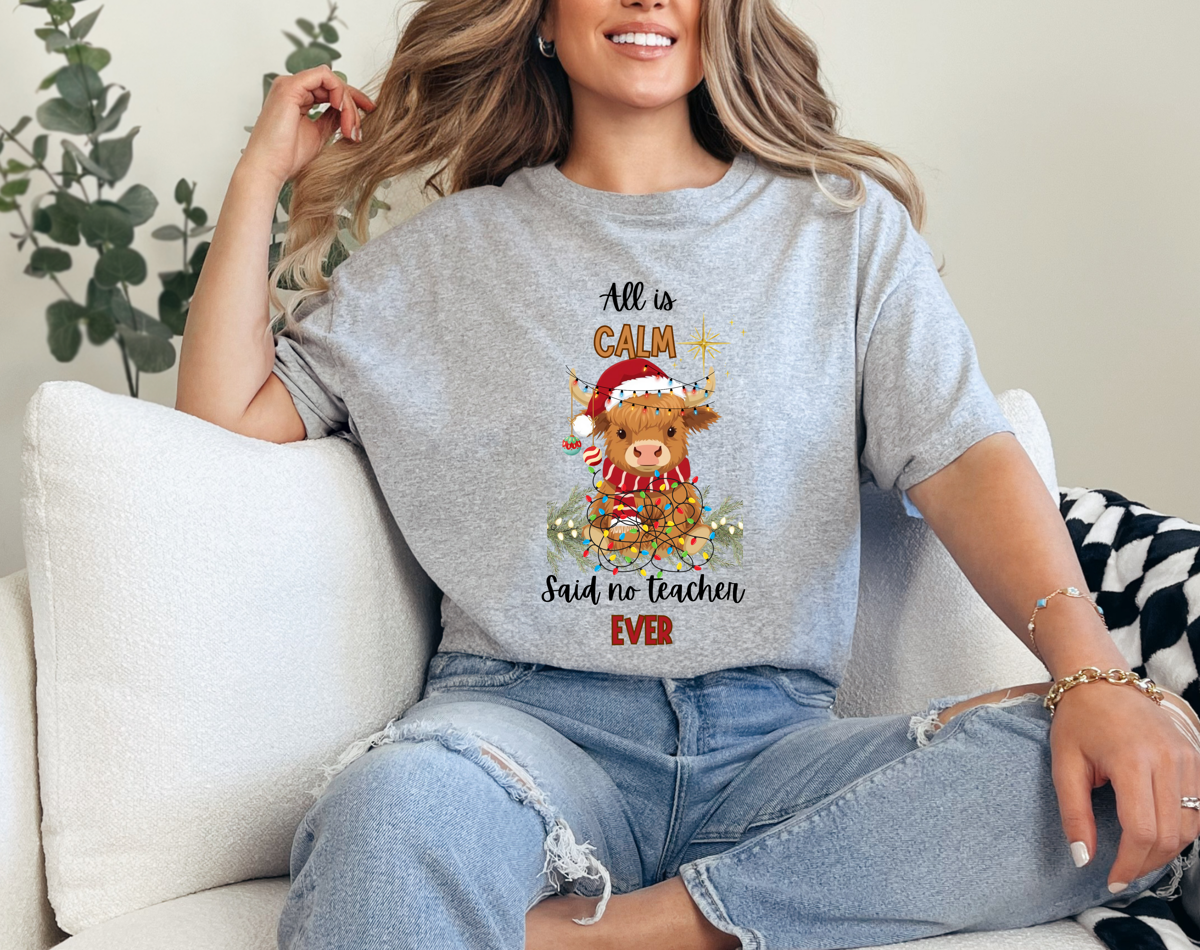 Christmas Highland Cow All is Calm