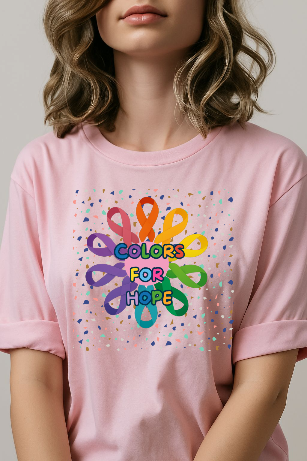 Cancer Awareness Colors for Hope with confettie
