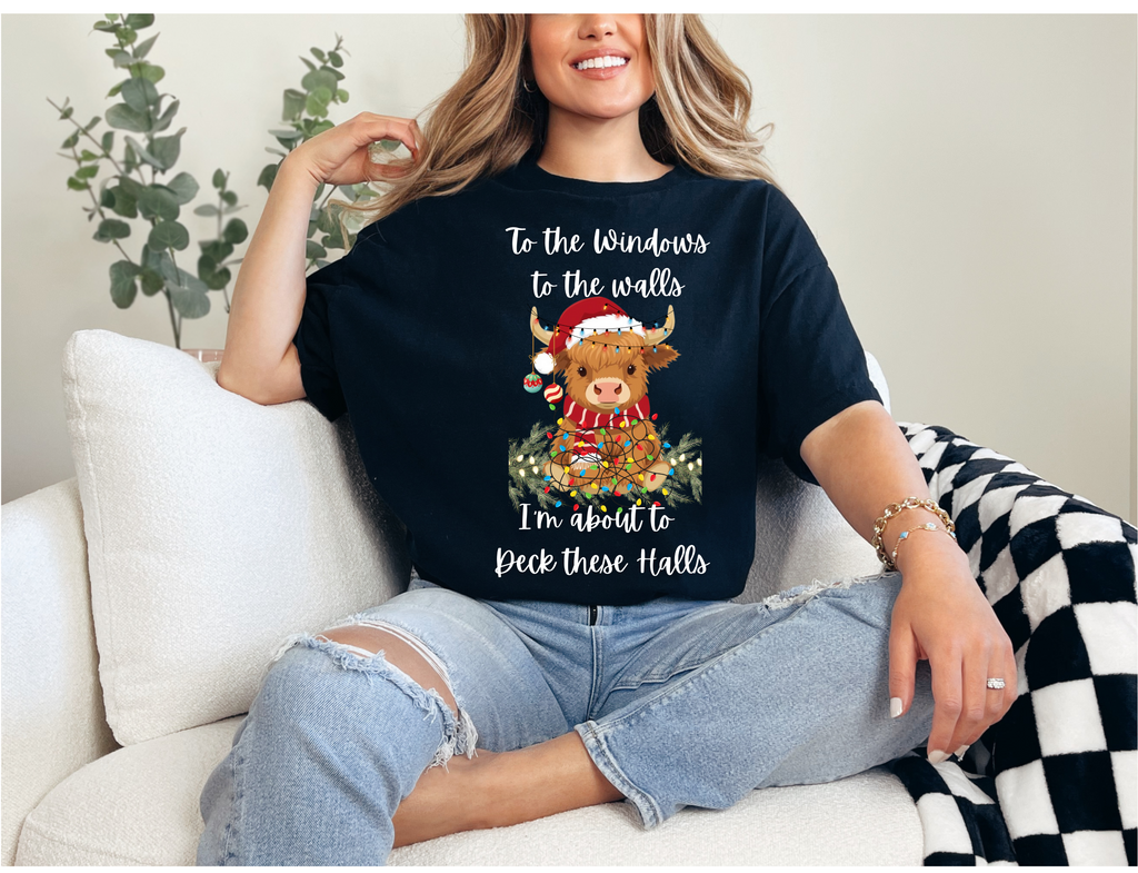Christmas Highland Cow "To the window to the walls