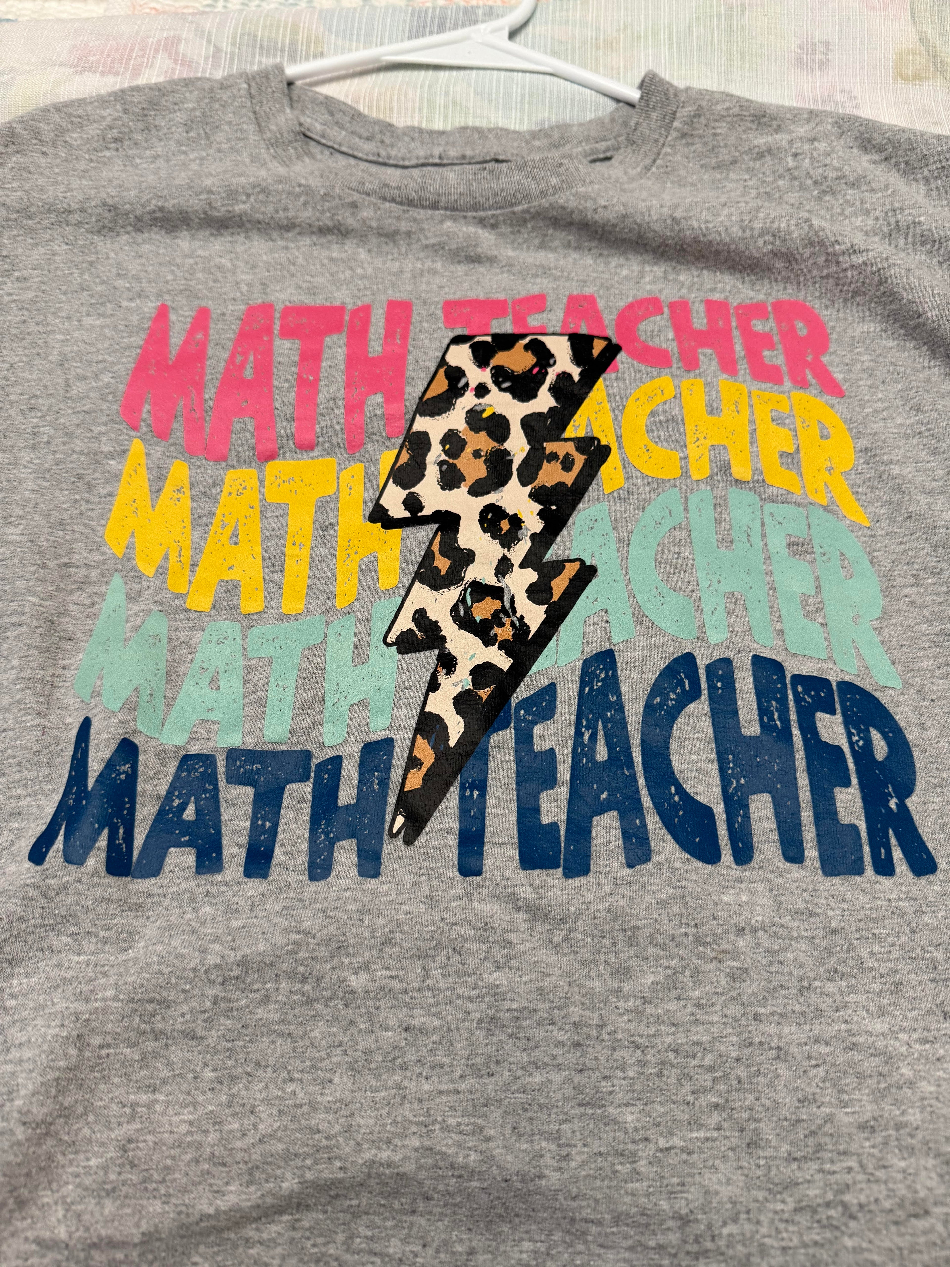 Math Teacher with Lightning Bolt Teacher T shirt
