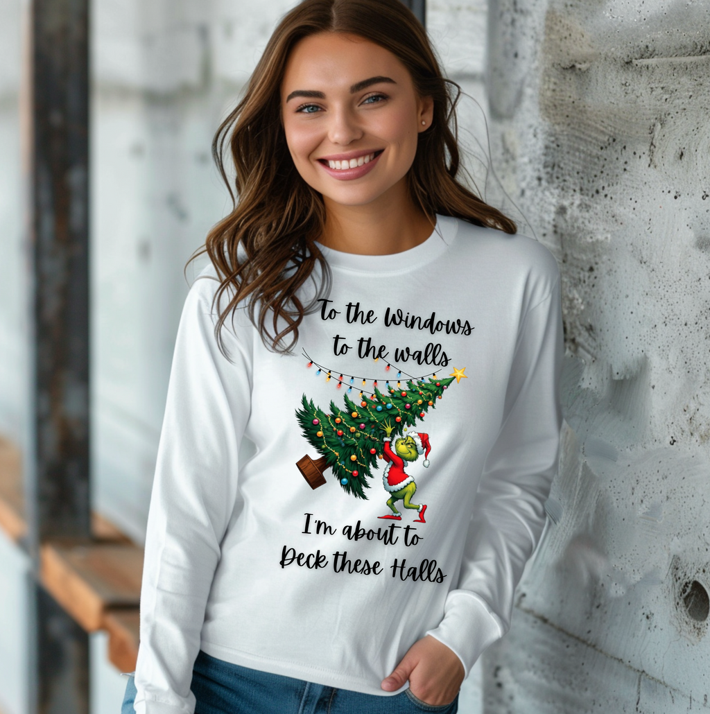 To the Windows to Walls Grinch with Christmas Tree Long Sleeve